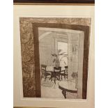 20th century British School, marble hall interior study, lithograph, signed in pencil lower right,