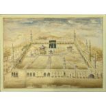 Late 19th century Indian School, Mecca, watercolour, H.16cm W.22cm