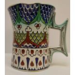 A fine 19th century orientalist Italian Cantagalli Iznik style tankard, H.10cm