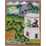 19th century Indian School, Tiger Hunt, Kotah, Rajasthan, India, 19th century, gouache and opaque