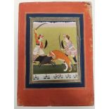 Late 19th century Indian School, Jaipur hunting of the tiger, watercolour, 28cm x 19cm