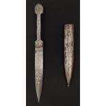 A 19th century Ottoman Balkans silver inlaid steel dagger