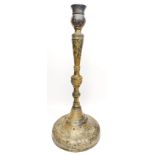 A large 17th century Turkish Ottoman bronze candle stick, H.50cm