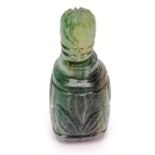 A rare 19-20th century Indian carved emerald perfume bottle, H.4cm