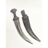 An 18-19th century Mughal Indian all steel dagger with chiselled blade