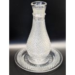 A fine mid 19th century English Osler cut glass huqqa base and dish made for the Islamic Indian