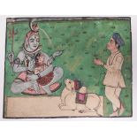 Mid 20th century Indian School, Shiva and Parvati, watercolour, 19cm x 15cm