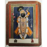 Early 20th century Indian School, Shrinathji Swarrop from the temple, watercolour, 28cm x 14cm