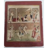 19th century Indian School, Jagat Singh King with their Courtiers, watercolour, 32cm x 26cm