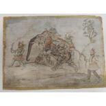 Late 19th/early 20th century Indian School, Elephant composition, watercolour, 24cm x 18cm