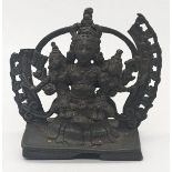 A 17th century or earlier Indian bronze sculpture of Tridevi, H.6.5cm