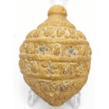 A rare 13-14th century Egyptian or Persian clay conical flask, possibly used as hand grenade (to