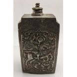 A rare 17th century Ottoman Balkans pewter oil container depicting George and the dragon, possibly