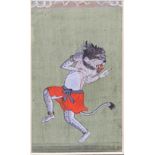 19th century Indian or Nepalese School, Narasimha (Man-Lion), gouache painting, H.15cm W.9cm