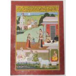 Late 19th/ early 20th century Indian School, Series description of Mewar Ragini, watercolour, 28cm x