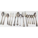 A collection of silver cutlery, all British hallmarks, 410g