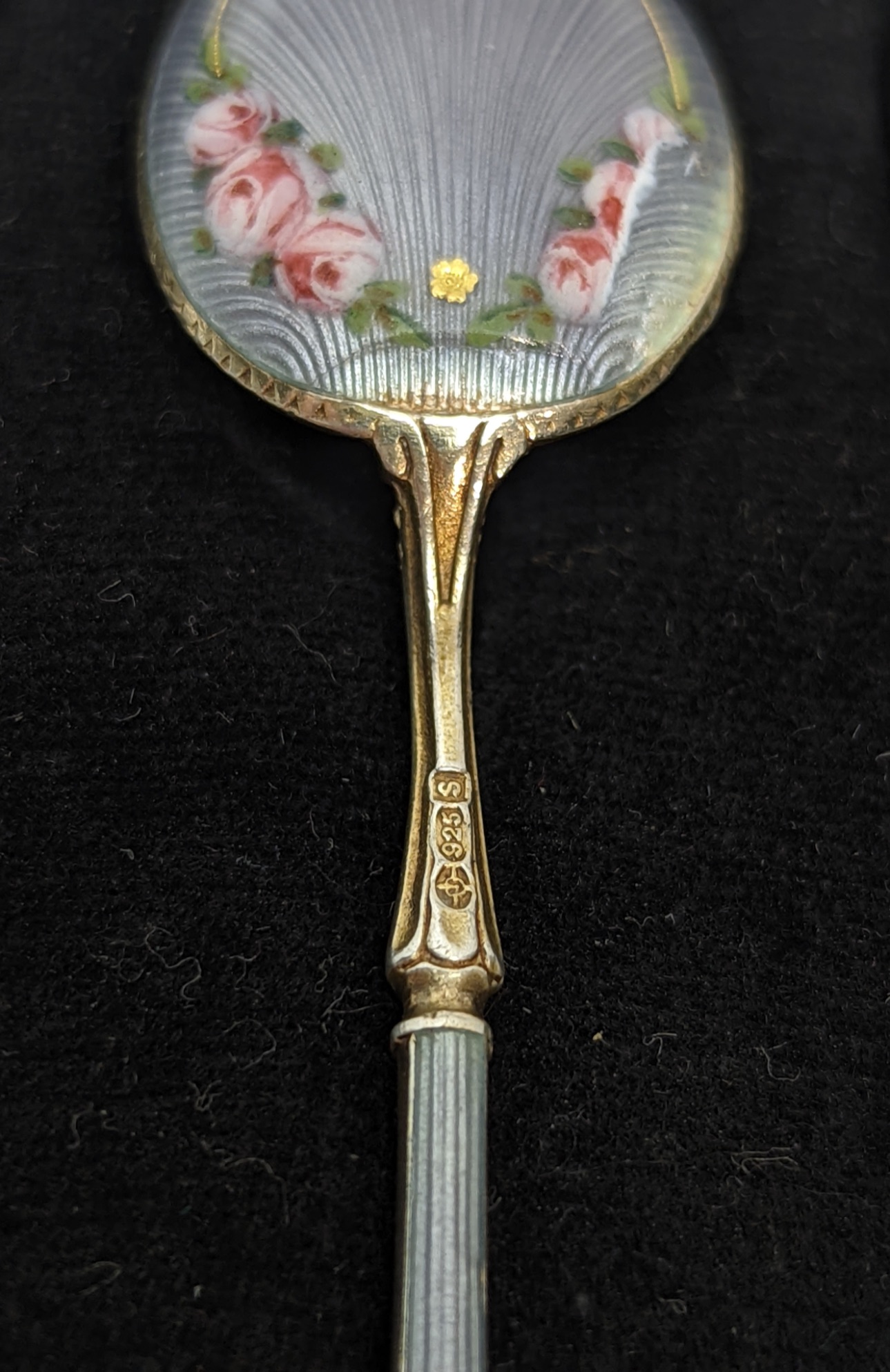 A set of 6 early 20th century enameled tea spoons, London import hallmarks - Image 2 of 2