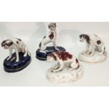 A collection of 4 Staffordshire hounds