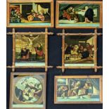 A collection of six reverse glass prints of Gospel scenes