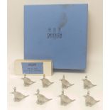 A set of 8 Smythson of Bond Street white metal grouse menu holders, within box,