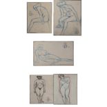 Henry J Glintenkamp (American, 1887-1946), a collection of five nudes, pencil and coloured pencil