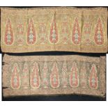 Two 19th century Indian Kashmiri textile panels, 54cm x 116cm and 56cm x 131cm