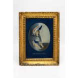 An 19th century reverse glass painting, Oyster Girl, mounted on panel within giltwood frame, H.