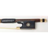 A Heinz Dolling gold mounted with mother of pearl German violin bow, 60g,