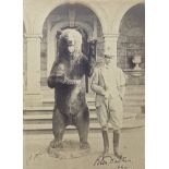Peter Walter (19th century British), photograph of Lord Rothschild beside a taxidermy bear,