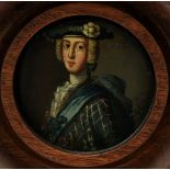 A miniature portrait of Charles Edward Stuart (The Young Pretender), mounted in original frame and