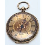 A late 19th century Continental 18ct gold pocket watch, 36g (total item weight), D.3.5cm