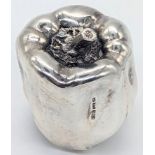 An unusual silver coated red pepper, hallmarked Birmingham, 1996, filled, 225g, H.7.5cm