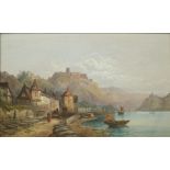 19th century School, landscape scene, indistinctly signed lower right, H.36cm W.54cm