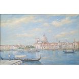 20th century Continental School, Venetian scene, oil on canvas, indistinctly signed lower right, H.