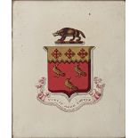 A 19th century Armorial crest, inscription to verso, gouache on paper, full sheet H.25cm W.21cm