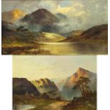 Joel Owen (fl.1900-1930), 2 landscape scenes, oils on canvas, signed, H.51cm W.75cm