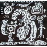 Alan Davie (1920-2014), Birdâ€™s Puzzle for a Monkey, 2003, white gouache on black paper, signed and