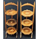 A pair of 19th century Anglo Indian cake stands, ivory inlaid, three tier Buyer note: This item