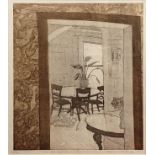20th century British School, marble hall interior study, lithograph, signed in pencil lower right,
