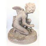 Georges Meynial (19th century French), a terracotta painted sculpture of cupid,signed, H.38cm