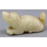 A white mutton fat jade carving of a mythical beast, H.4.4cm, L.8cm, W.2.5cm