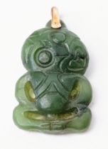 A New Zealand Maori jade or nephrite tribal carving pendant H.2.5cm