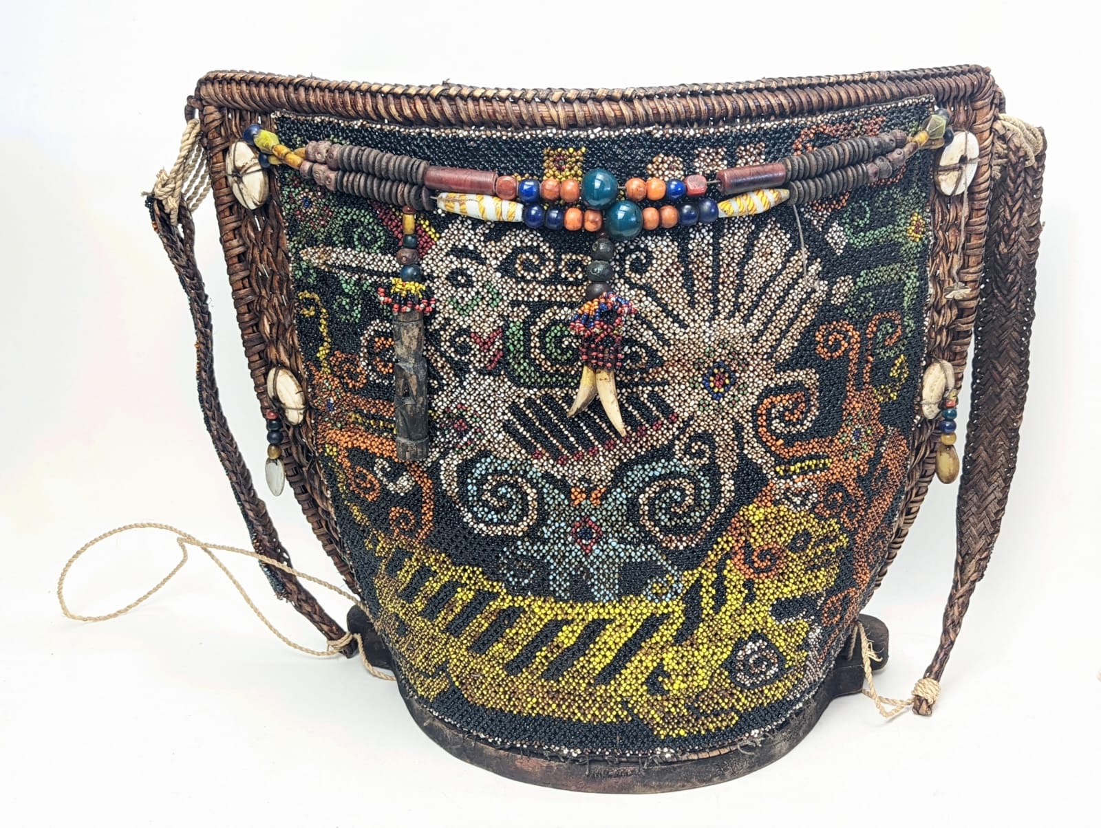 A Borneo Dayak tribal beaded baby carrier