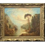 After J.M.W. Turner (1775-1851), an Italian seascape scene, oil on canvas, H.56cm W.66cm