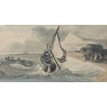 19th century British School, maritime scene, watercolour