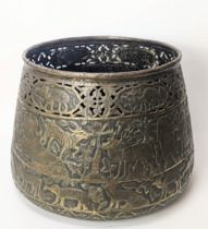 A large Egyptian or Syrian brass vase or vessel, H.45cm