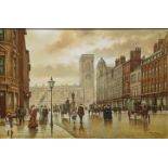Steven Scholes (b.1952), St.Anne's Square, Manchester, oil on canvas, signed lower right, H.60cm