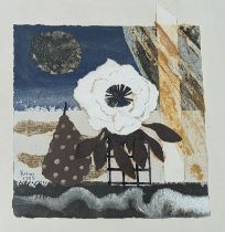 Mary Fedden (British, 1915-2012), The White Rose, gouache with collage, signed lower left in