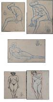 Henry J Glintenkamp (American, 1887-1946), a collection of five nudes, pencil and coloured pencil
