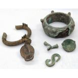 Six pieces of Dongson culture metalwork, Vietnamese or Burmese, 1000BC-100AD